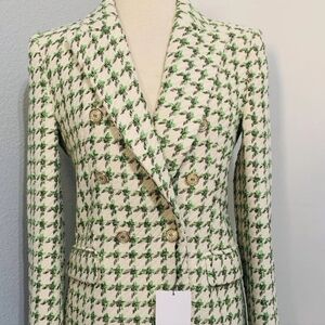 ZARA Double Breasted Tweed Blazer Size M